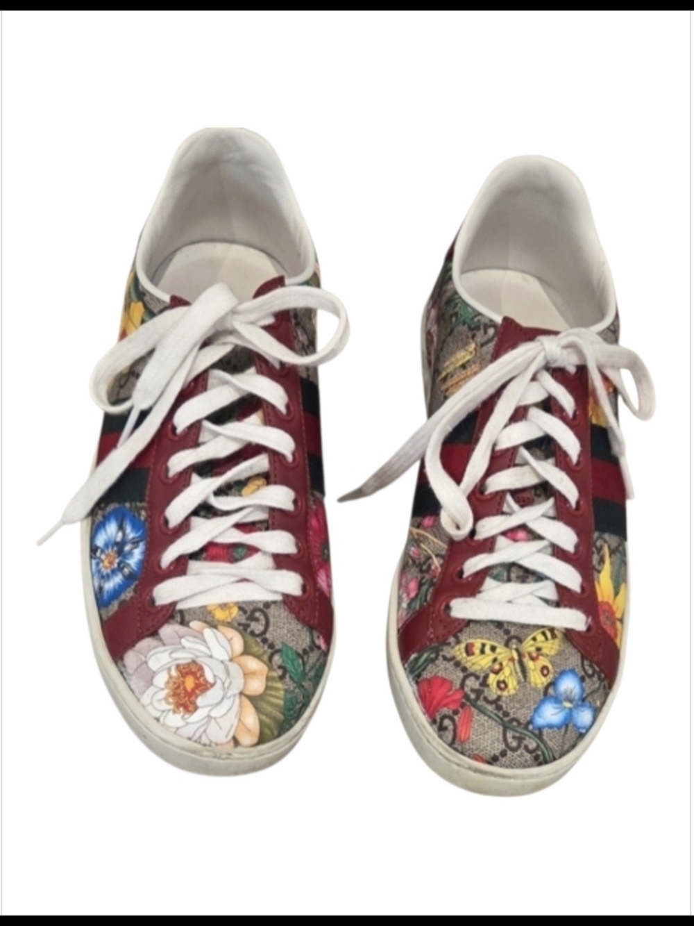 Gucci Floral GG Canvas Low-Top Sneakers in Multi/Red/White